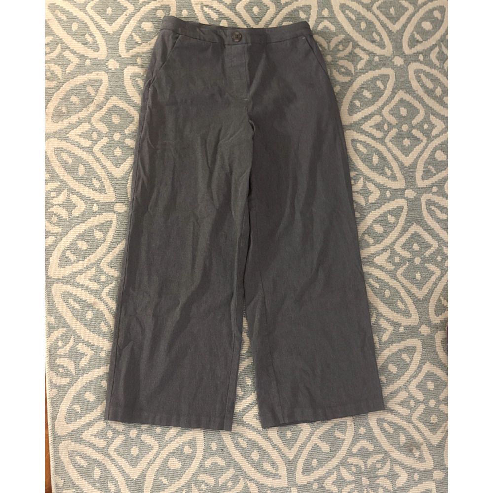 Tribal Pants Women's Dark Gray Wide Leg High Waist Button Zip Cropped Size 8